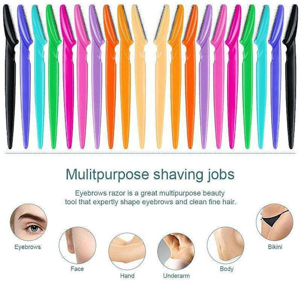 6-pak Øjenbrynskniv - Skægkniv - Øjenbrynskniv - Trimmer Multicolor