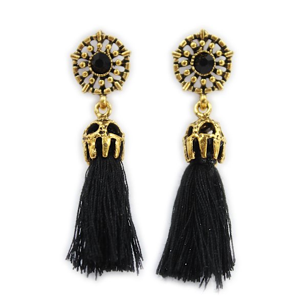 Øreringe vintage kvaster - Sort Black