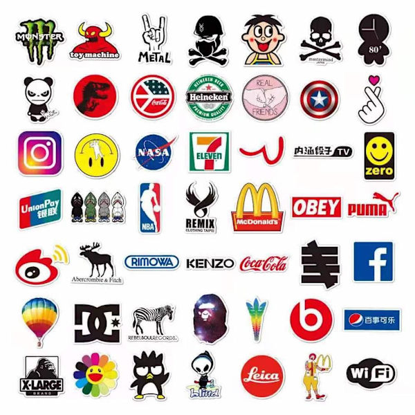100 kpl muotigraffititarrat vedenpitävät kannettavan tietokoneen matkatavaraluistimet Multicolor