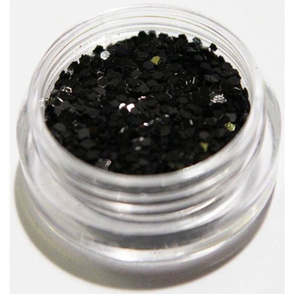Nail Glitter - Hexagon - Sort - 8ml - Glitter Black