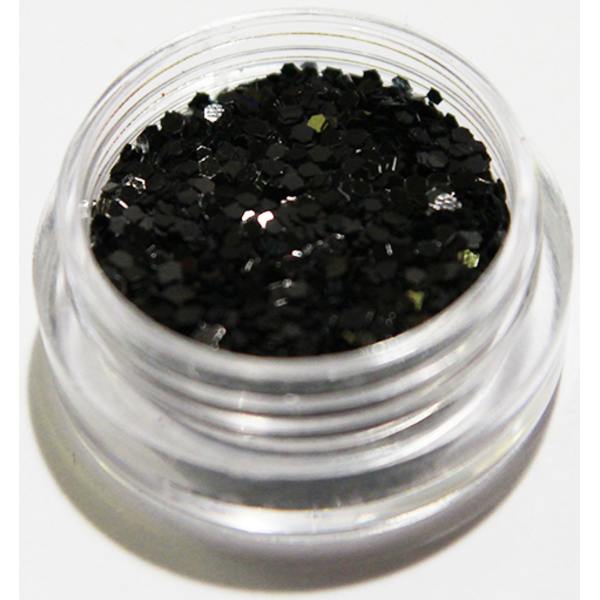 Nail Glitter - Hexagon - Sort - 8ml - Glitter Black