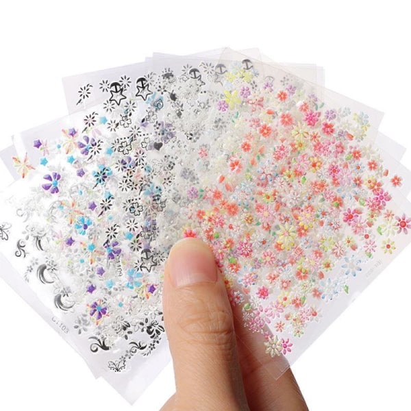 10 arkkia Itsekiinnittyviä kynsikoristeita Multicolor