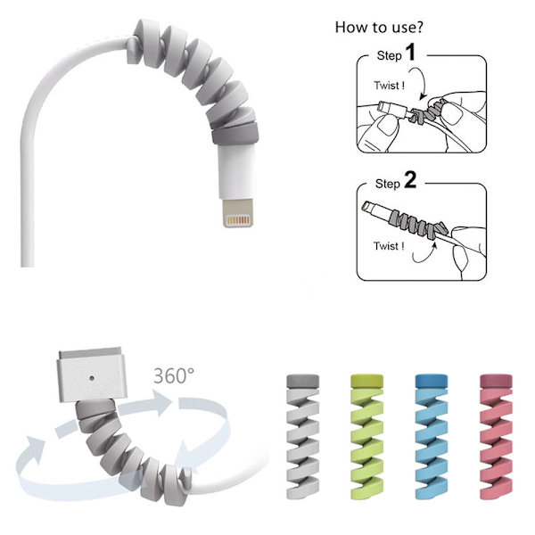 8 pack kabelskydd Spiral Bites - Universal multifärg