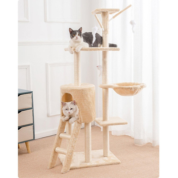 Kattetræ - 138cm - Kradsestolper - Kradsemøbler Beige