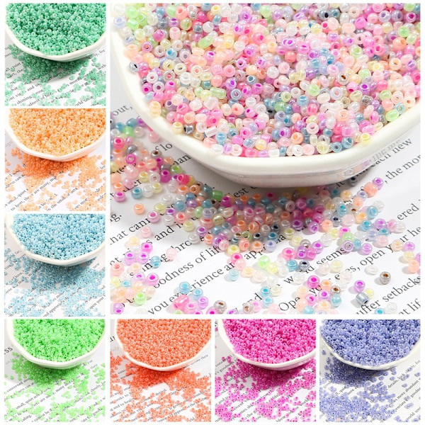 Frøperler - 2mm - 2000stk - Pastell MultiColor 2000st