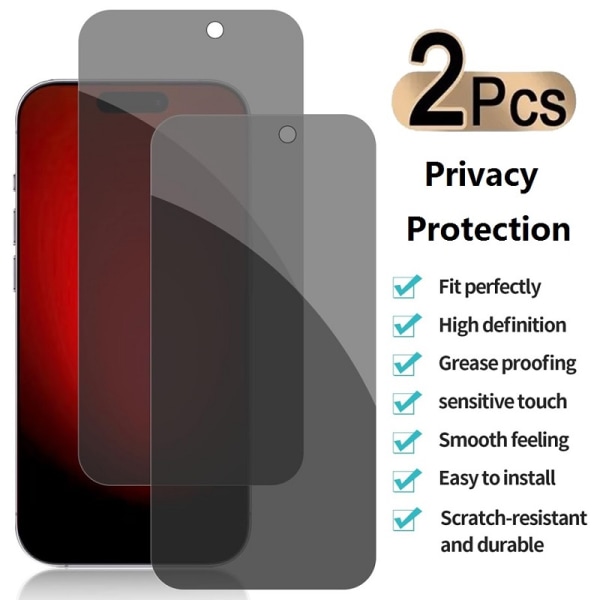 2 stk iPhone 14 Plus Privacy Screen Protector Privacy screen protector Transparent iPhone 14 Plus