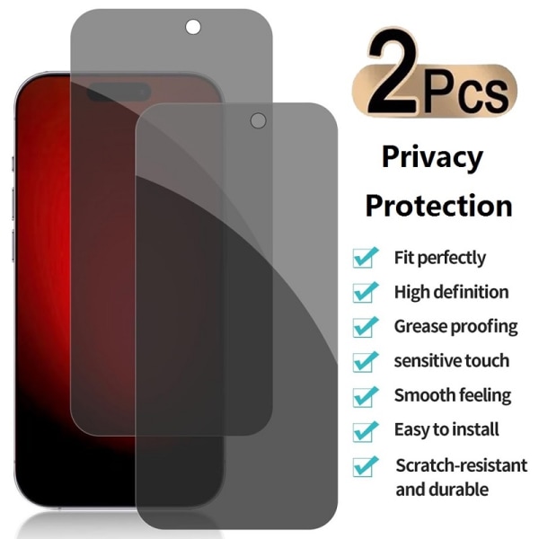 2 stk iPhone 15 Pro Privacy skjermbeskytter Privacy skjermbeskytter Transparent Iphone 15 Pro