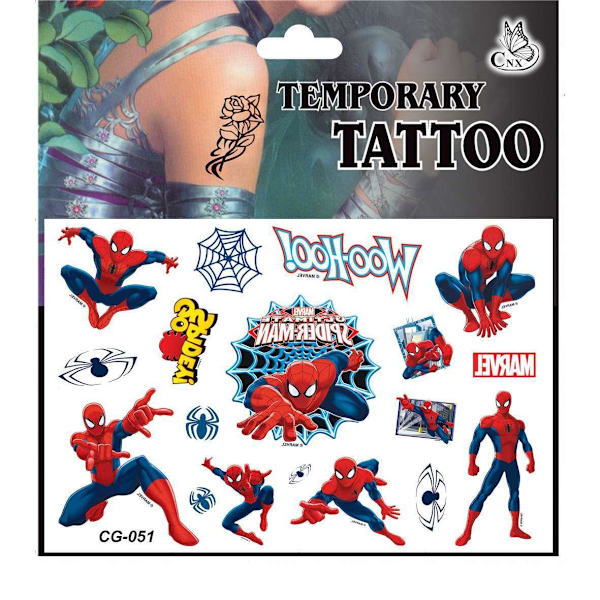 Spiderman tatueringar - 4 ark - Barn tatueringar - Avengers multifärg