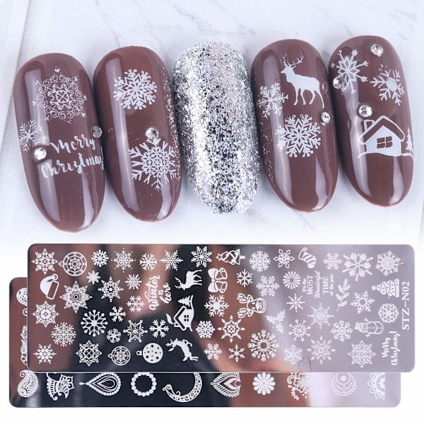 Nailart stempelplade, Neglestempel - julemotiver, julepynt