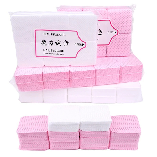 500st luddfria pads,  nail wipes, nagelpads , Eyelash glue pads Rosa