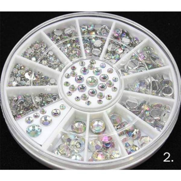 Rhinestone pyörä MultiColor 1. Rhinestone 6 storlekar silver & g