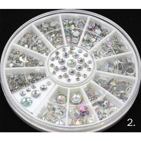 Rhinestone pyörä MultiColor 10. Rhinestone Vit 4 storlekar
