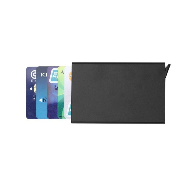 Pop-up kortholder - aluminiumskasse - (RFID-sikker) Black
