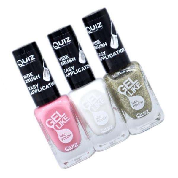 3st nagellack, nail polish - Rosa, Vit, Guld Multicolor