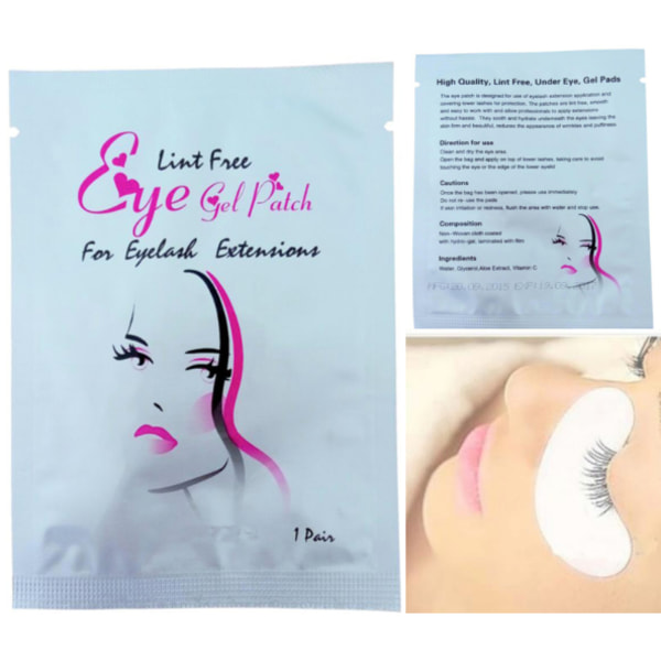 50-par øjenplastre, øjenpuder, eyelash extensions White