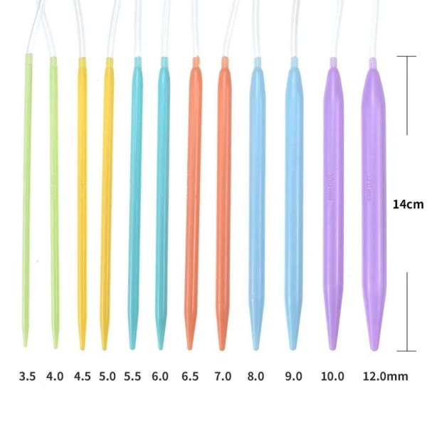12 st Plaststickor 80 cm, Rundstickor, Verktyg för Stickprojekt multifärg one size