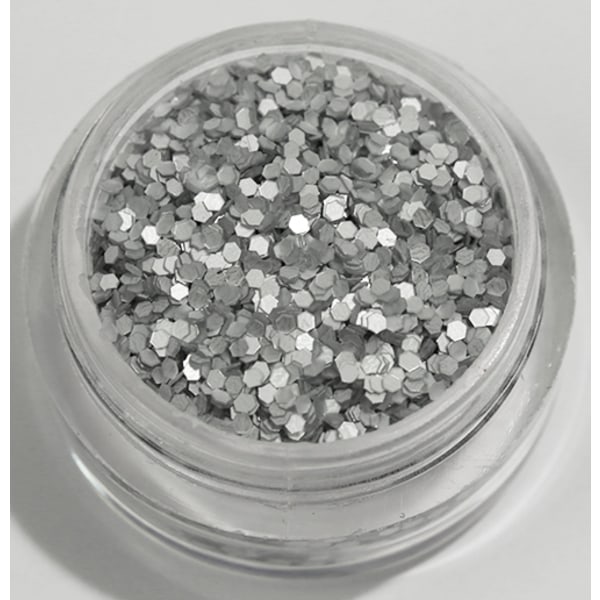 Kynsien glitter - Hexagon - Hopea (matta) - 8ml - Glitter Silver