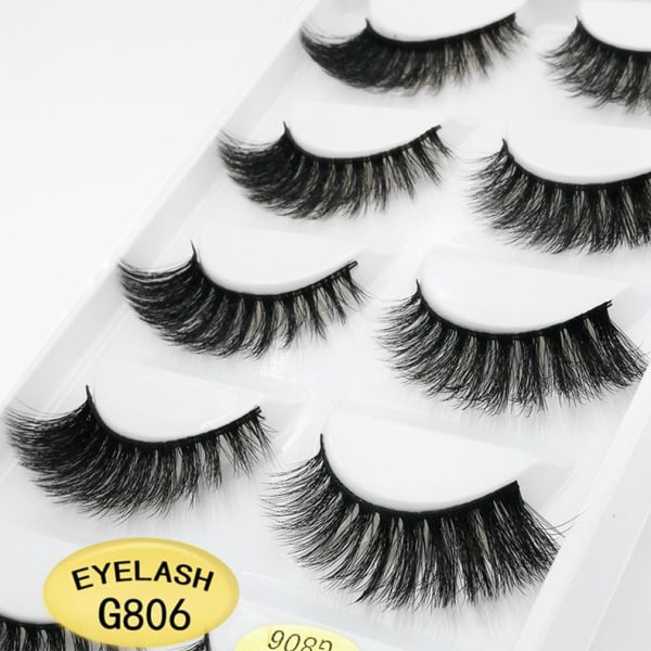 5-par lösögonfransar - 3D faux mink - G806 - False eyelashes Black