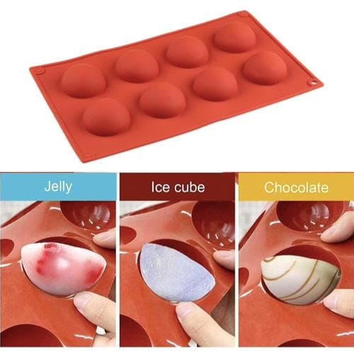Silikonform - Kule / halvkule 8 deler - Is/sjokolade/geléform Brown