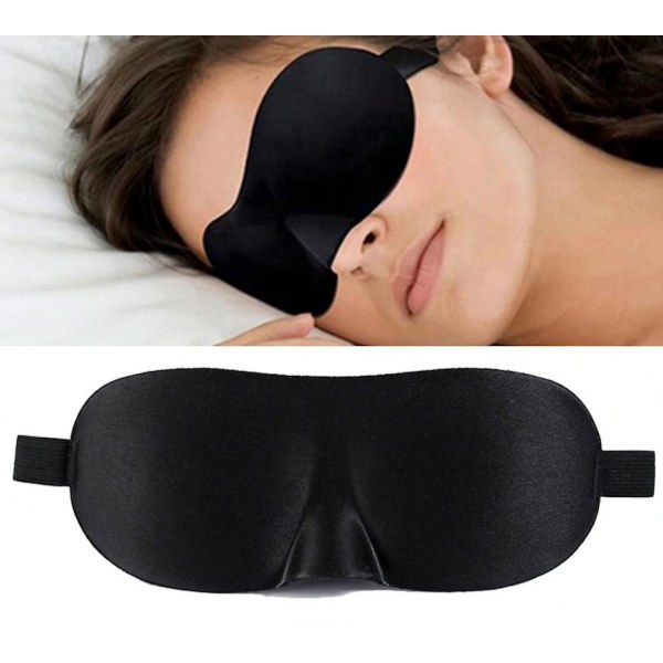 3-pak - 3D Sovemaske / øjenmaske / bind for øjnene - Sort Black