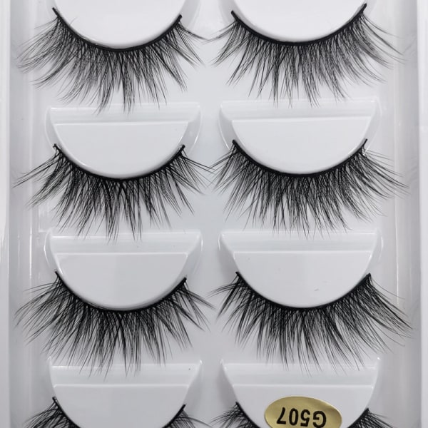 5-par lösögonfransar - 3D faux mink - G507 Svart