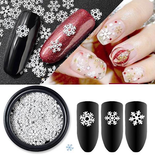 1. krukke julepynt snøflak spiker glitter White