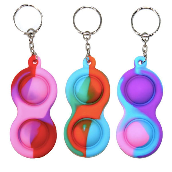 Yksinkertainen kuoppa, MINI Pop it Fidget Finger Toy - Avaimenperä Blå - Grön - Orange