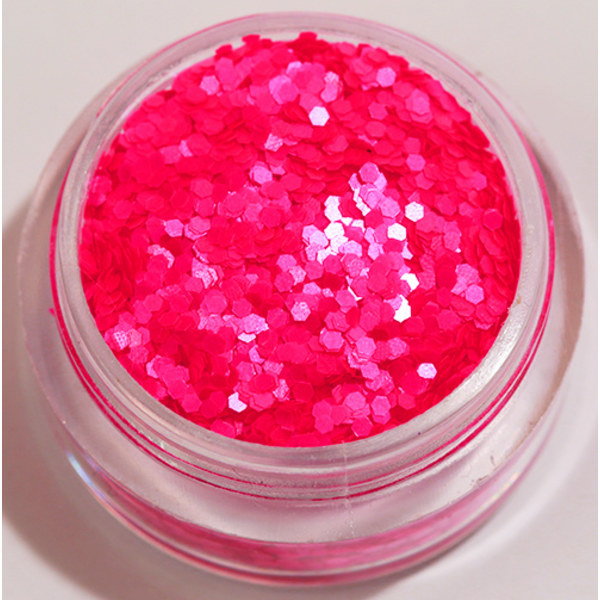 1st Hexagon glitter Neon rosa (matt)