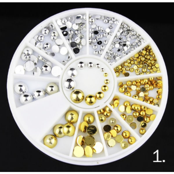 Rhinestone hjul MultiColor 9. Metall dekorationer/nitar guld/si