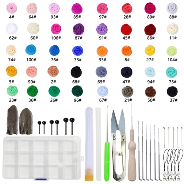 Nålefiltesett, Ull Roving 40 farger sett - Start Your Creat Multicolor