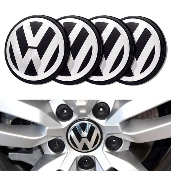 4-Pack Volkswagen Centrumkåpor – Hjulnav Emblem Silver