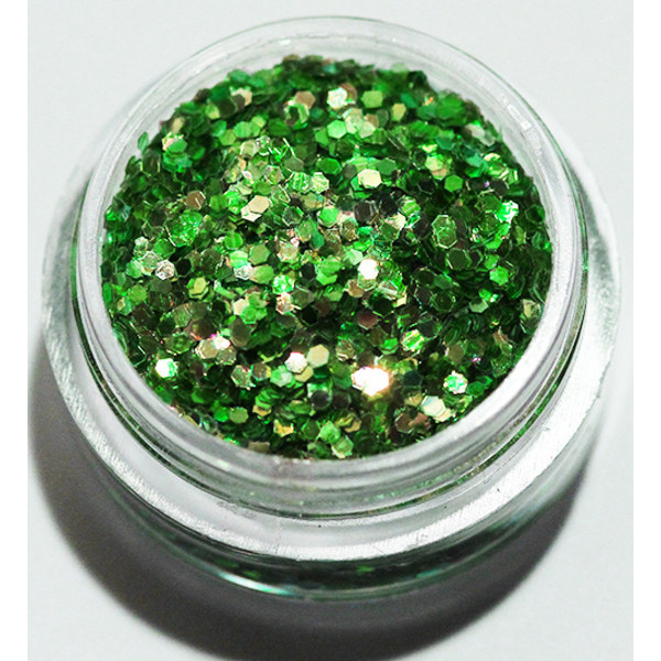 Negleglimmer - Hexagon - Grønt æble - 8ml - Glitter Green