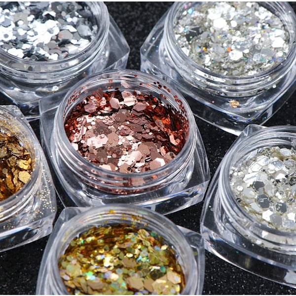 6 kpl kynsi glitter glitteriä, kynsikoristeita Multicolor