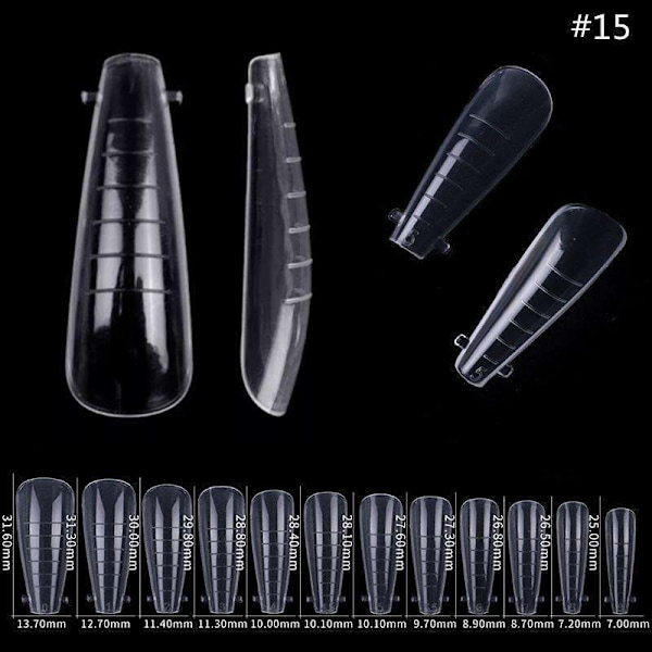 48st nagelform för polygel - Akrylnaglar - Nageltippar, Dualform Transparent Nr - 15