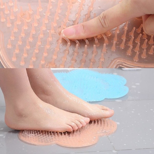 Fotmassage - Bathroom Foot Massage Pad Silicone Suction Non-Slip Blå