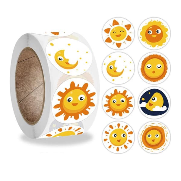 Djurstickers på rulle 500-pack 2,5 cm diameter multifärg