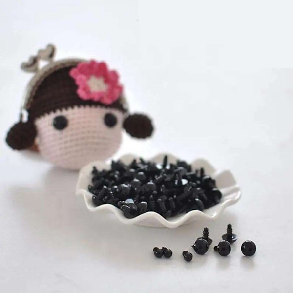 Amigurumi Säkerhetsögon - 10 par (20 st) Svarta ögon, 5mm Black 5mm