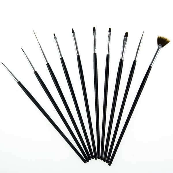 10 stk Akryl/UV Børster negle - Sort Black