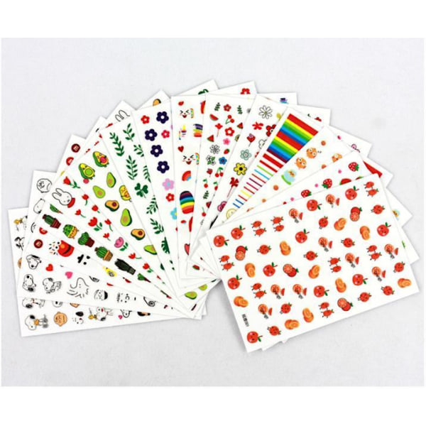 16 ark med negleklistremerker negledekorasjon, negleklistremerker Multicolor