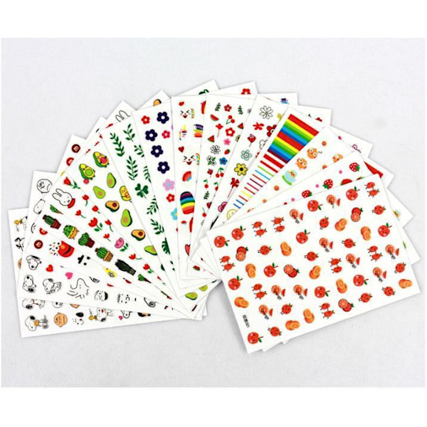 16 ark neglestickers negledekoration, neglestickers Multicolor