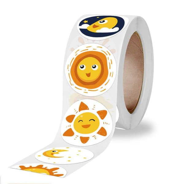 Djurstickers på rulle 500-pack 2,5 cm diameter multifärg