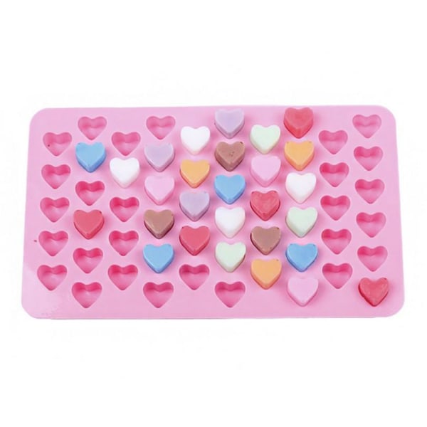 3 Is/Sjokolade/Geléformer med 55 hjerter - Isform Pink