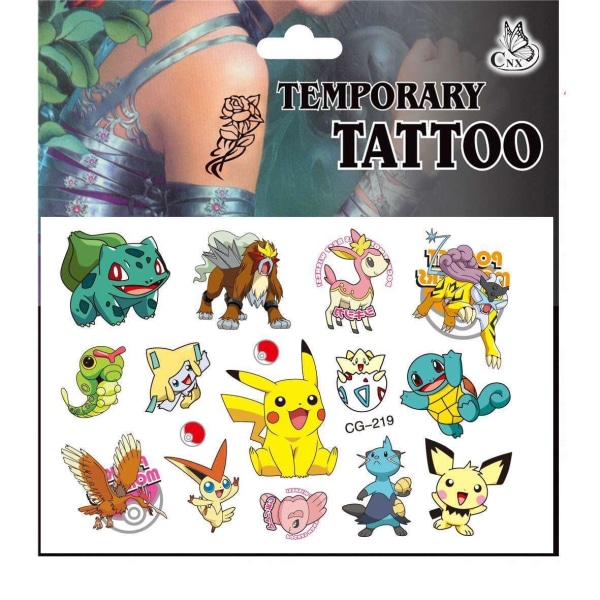 Pokémon-tatoveringer - 15 stk - Barnetatoveringer - Pikachu MultiColor CG-219