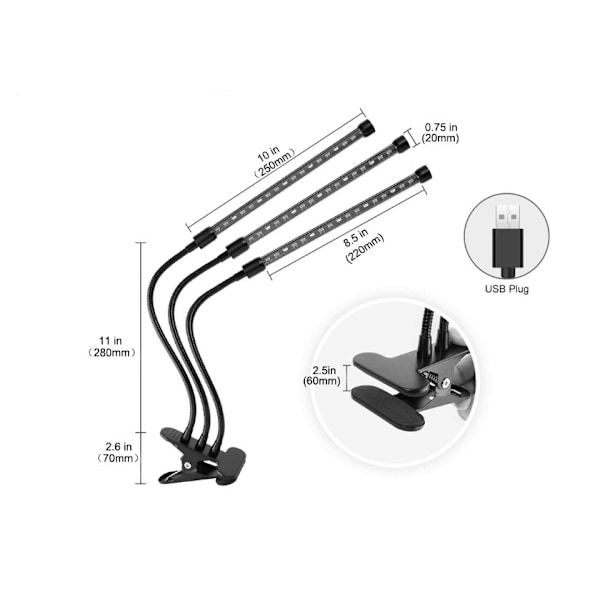 Växtlampa, 60 LED fullspektrum odlingslampa Växtljus Växtlampa 3 timers multifärg