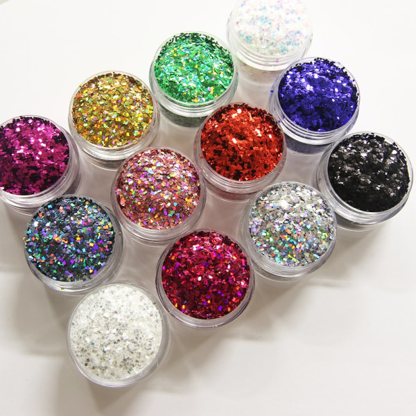 12 dåser firkantet glitter / firkantet 1mm Multicolor