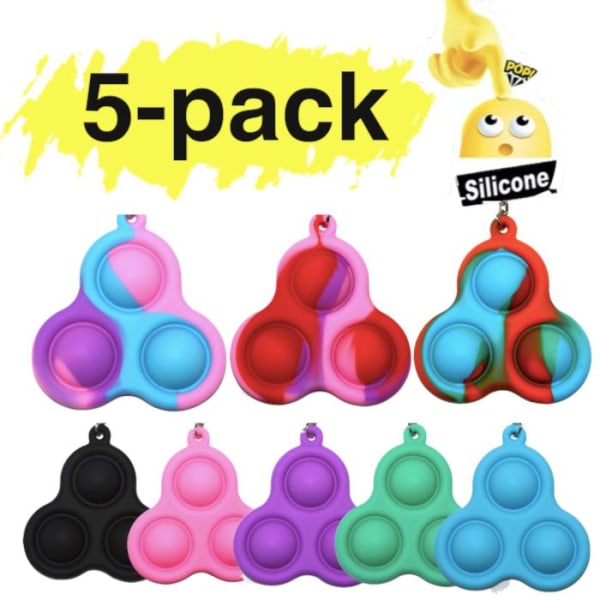 5-pack Enkel fordypning, MINI Pop it Fidget Finger Toy / Toy- CE Multicolor