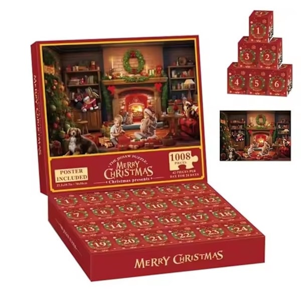 Adventskalender - Pussel 1008 Bitar - Julkalender 2024 Multicolor