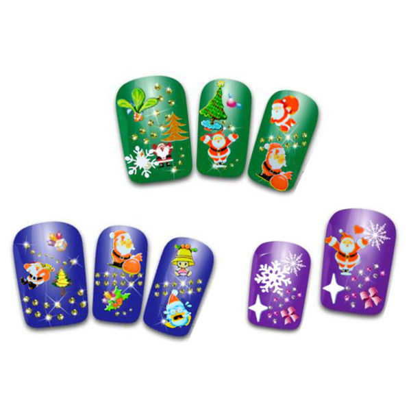 6st ark juldekorationer självhäftande nageldekorationer