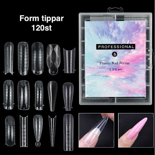 120st nagelform för polygel - Akrylnaglar - Nageltippar Transparent Nr - 1