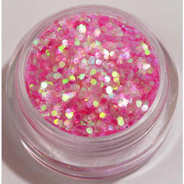 1st Hexagon glitter mellan rosa